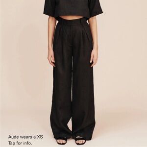 Posse Presley Black 100% Linen Wide Leg Trousers Pants Size S